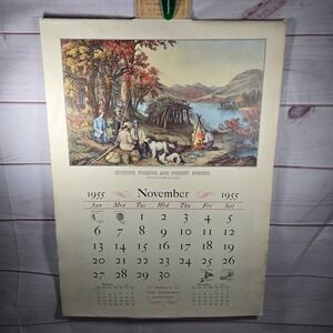 1955 Currier and Ives Calendar Prints Traveling Insurance Calendars Artwork